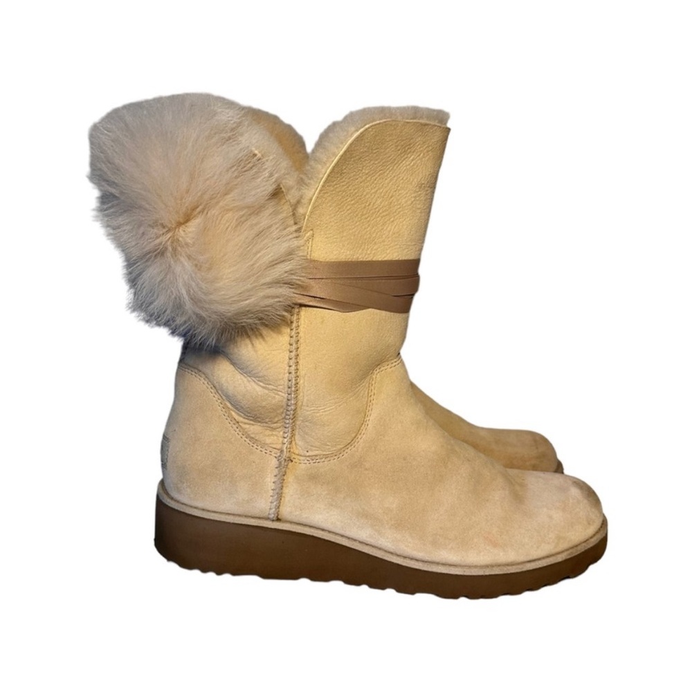 UGG Toscana Pom Pom Wedge Shearling Boots - Brita Cream 11